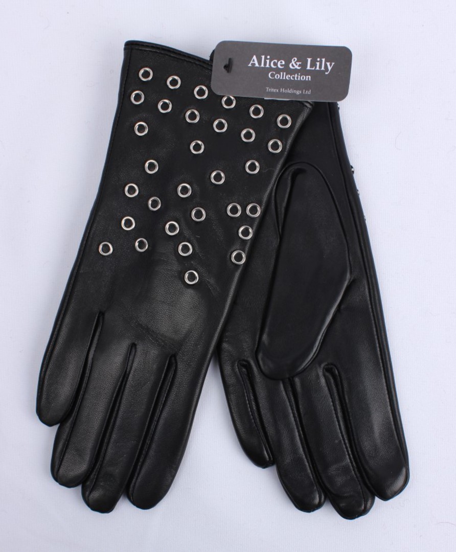 Shackelford fleece lined genuine leather black glove with studs  S/M,L/XL. STYLE:S/LL5063BLK image 0